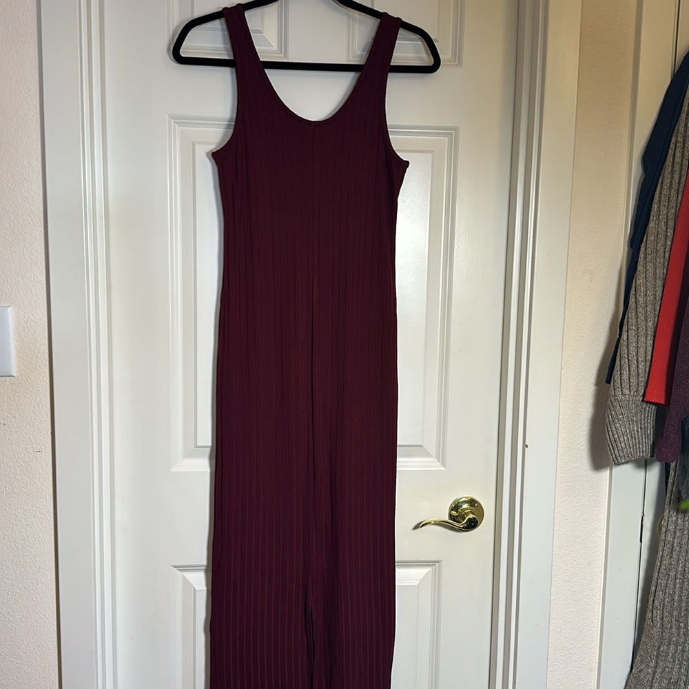 NWT H&M RIBBED TANK MIDI DRESS - BURGUNDY - Picture 6 of 7